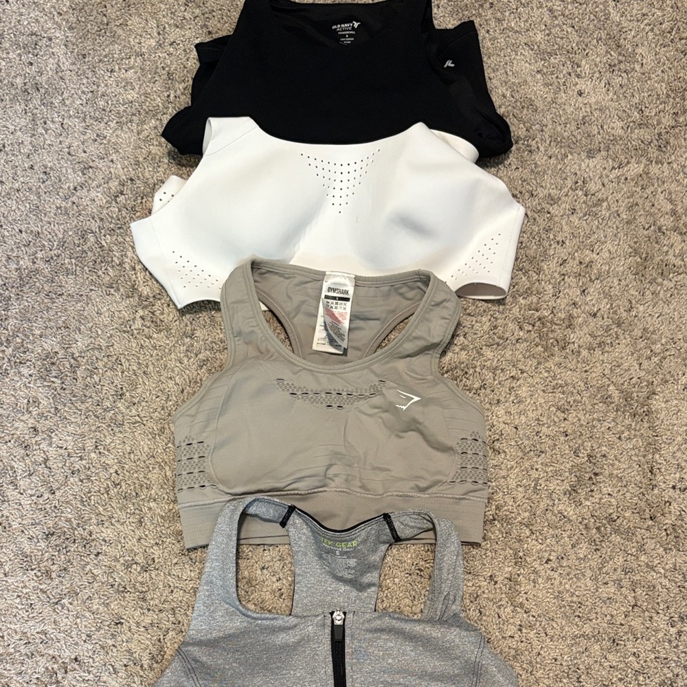 Women's Activewear Tops Set - Black, White, Gray